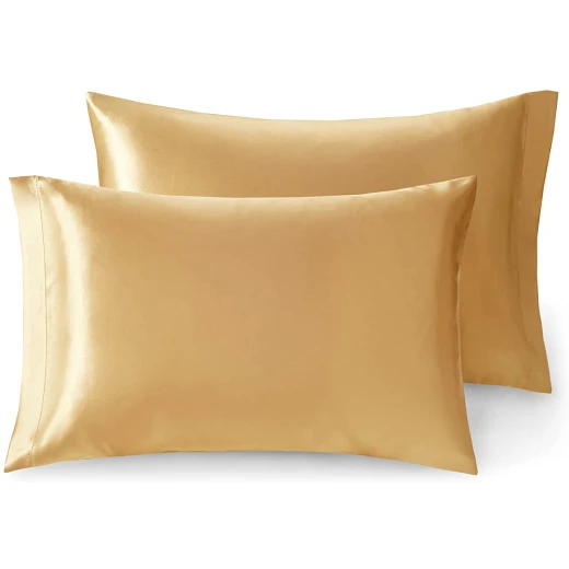 Lafayette Satin Pillowcase for Hair and Skin Queen Maroon 2 Pack, Gold - Lafayette - Image 2