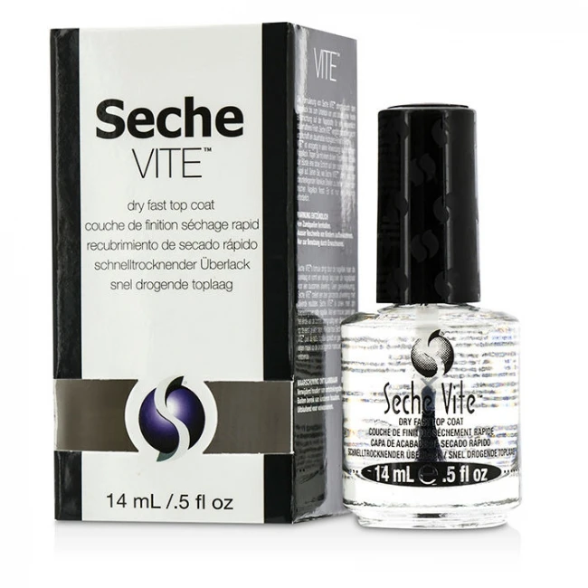 طلاء أظافر Seche Vite سريع الجفاف 0.5 أونصة تركيبة سريعة الجفاف طبقة علوية شفافة تدوم طويلاً للعناية بالأظافر - Seche vite
