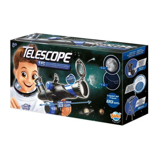 Buki Kids Beginner Telescope with Tripod, 90x Zoom Lens