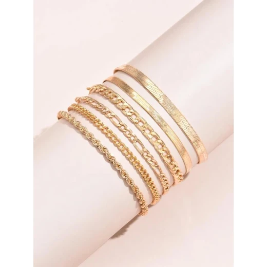 سلسلة اساور بسيطة، 6 قطع - Image 2