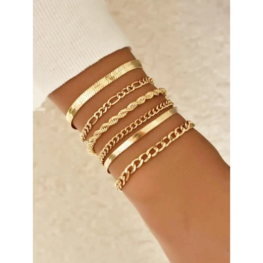 سلسلة اساور بسيطة، 6 قطع