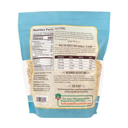 Bob's Red Mill Organic Extra Thick Rolled Oats, 907gram - Bob's Red Mill - Image 2