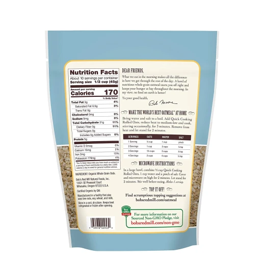 Bob's Red Mill Organic Quick Cooking Rolled Oats, 454gram - Bob's Red Mill - Image 6