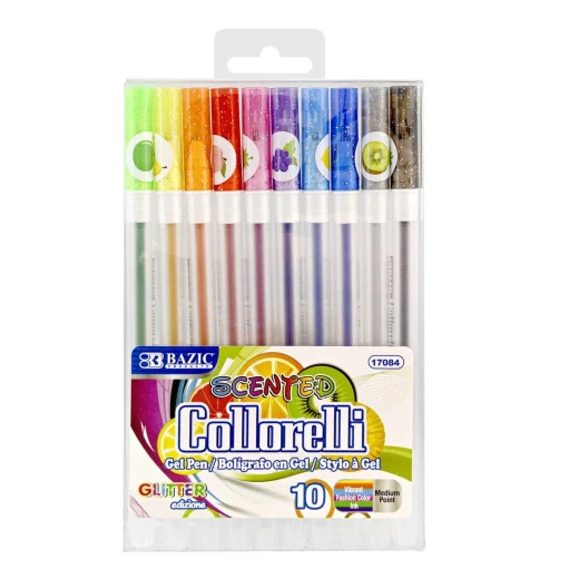 Bazic 10 Scented Glitter Color Collorelli Gel Pen Bazic 10 Scented Glitter Color Collorelli Gel Pen