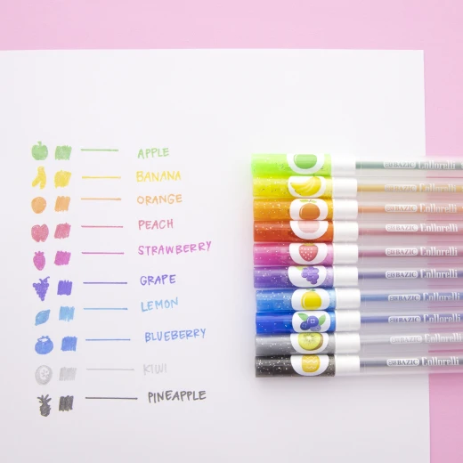 Bazic 10 Scented Glitter Color Collorelli Gel Pen - Bazic - Image 2