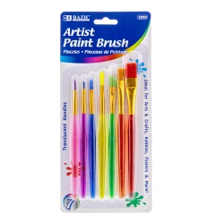 Bazic Paint Brush With Translucent Handle Set 7/Pack