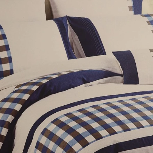 Nova Home Premium Collection, Cotton, Duvet Cover Embroidery Bed Set, 7 Pieces, King Size, Grey and Blue Color - Nova Home - Image 2
