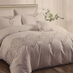 Nova Home Premium Collection, Cotton, Duvet Cover Embroidery Bed Set, 7 Pieces, King Size, Beige Color - Nova Home