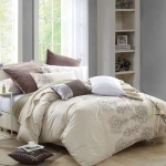 Nova Home Premium Collection, Cotton, Duvet Cover Embroidery Bed Set, 7 Pieces, King Size, Beige and Brown Color - Nova Home
