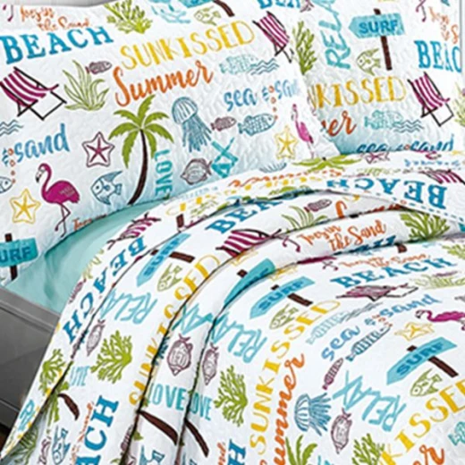 Nova Home Beach Design, Bed Spread Set, White Color, Twin Size - Nova Home - Image 2