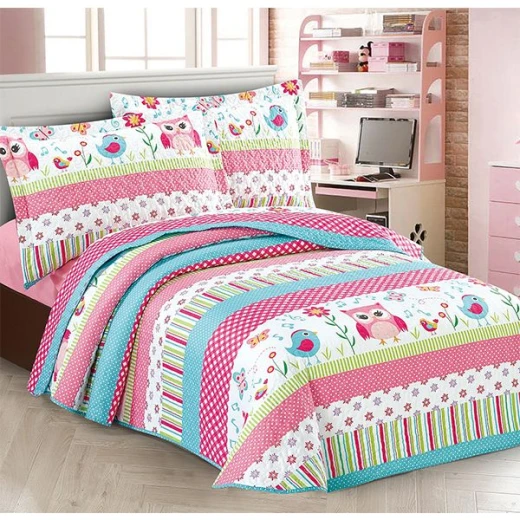 طقم لحاف بتصميم البومه باللون الوردي, مجوز, 4 قطع من نوفا هوم طقم لحاف بتصميم البومه باللون الوردي, مجوز, 4 قطع من نوفا هوم