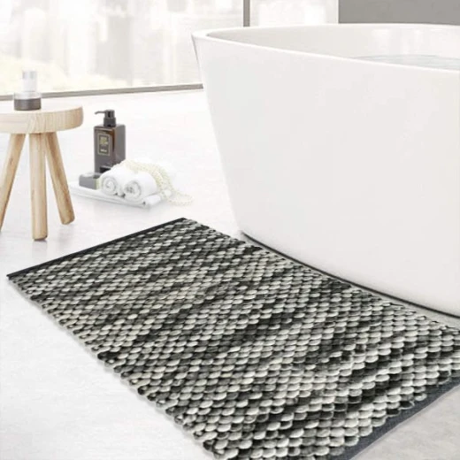 Nova Home Cylinder Bath Mat, Chenille Cotton, Grey Color