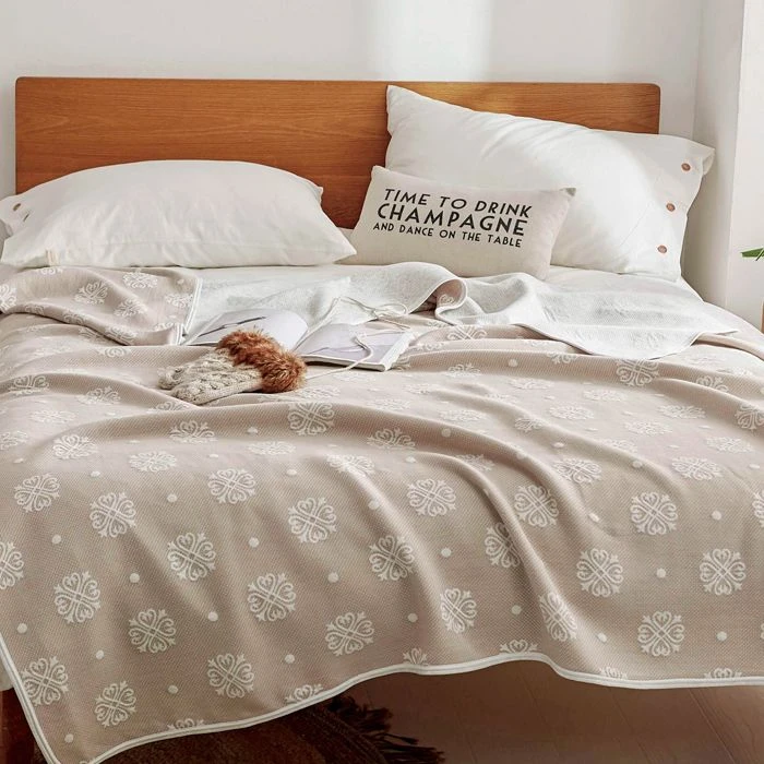 Nova Home Flora Cotton Blanket, Single Size, Brown Color - Nova Home