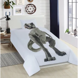 Nova Home Dinosaur Design Duvet Cover Set, Cotton, 200 Thread Count, White Color, Twin Size