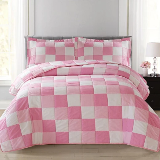 Nova Home Chess Design Bed Spread Set, 2 Pieces, Twin Size, Pink Color Nova Home Chess Design Bed Spread Set, 2 Pieces, Twin Size, Pink Color