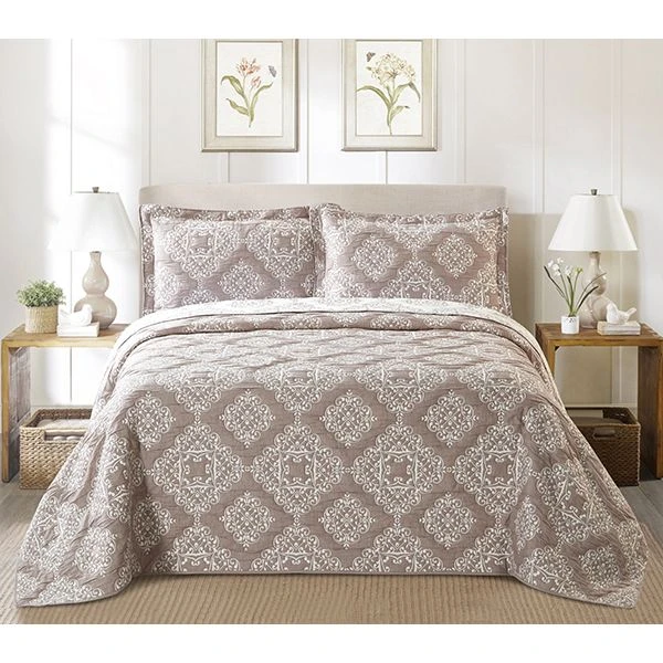 Nova Home Amberley Jacquard Bed Spread Set, Brown Color, Twin Size - Nova Home