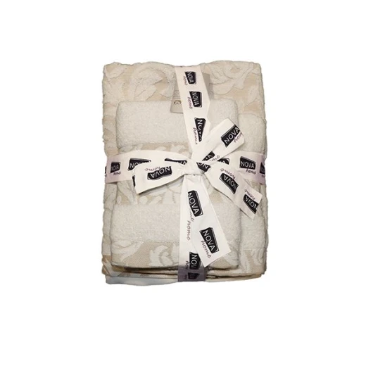 Nova Home Valerie, Cotton Jacquard Bath Towel & Towel Set, 3 Pieces, Beige Color