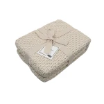 Nova Home Pearly Blanket, Hand Knitted Throw, Cotton, White Color - Nova Home