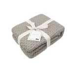 Nova Home Pearly Blanket, Hand Knitted Throw, Cotton, Stone Color - Nova Home