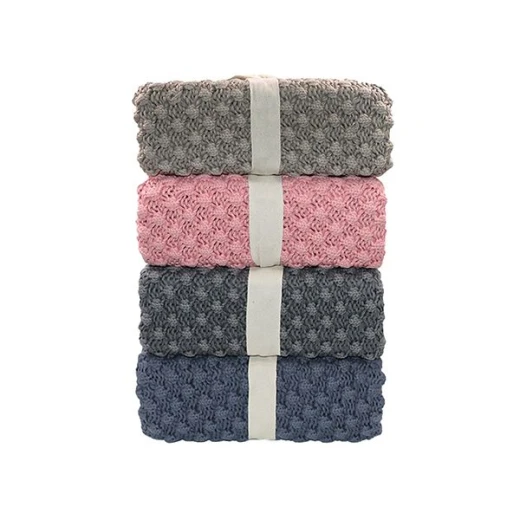 Nova home PopPop blanket hand knitted throw cotton dark grey color - Nova Home - Image 2