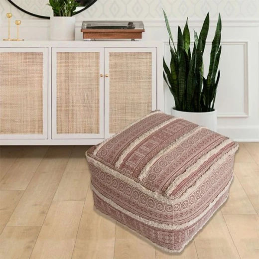 Nova Home Mandala Puff Seat, Coral Color