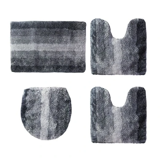 Nova Home Cation Pearl Bath Mat Set 4 Pieces, Grey Color