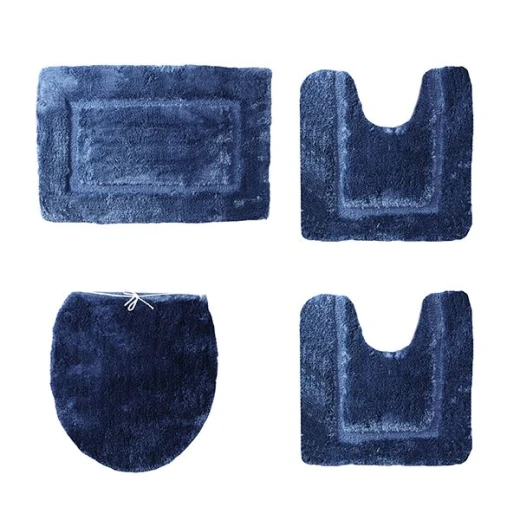 Nova Home Pearl Bath Mat Set 4 Pieces, Navy Color
