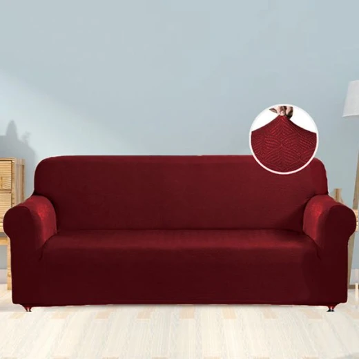 Nova home perfect fit stretch sofa cover, 3 seats, burgundy color Nova home perfect fit stretch sofa cover, 3 seats, burgundy color