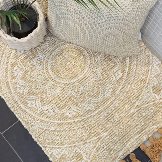 قطعة سجاد محبوكة مع تسلز, بولي قطن, باللون الذهبي, 70*140 سم من نوفا هوم - نوفا هوم - Image 3