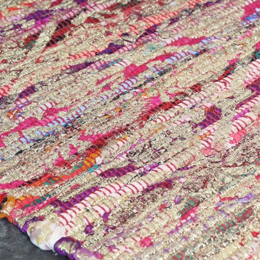 قطعة سجاد محبوكة بنمط ميتاليك ذهبي مطبوع مع تسلز, بولي قطن, باللون الأحمر 60*90 سم من نوفا هوم - نوفا هوم - Image 3