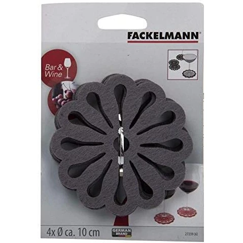 Fackelmann Coasters 4 Pieces, Grey & Red, 10 CM - Fackelmann - Image 5