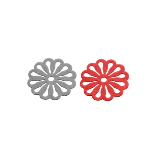 Fackelmann Coasters 4 Pieces, Grey & Red, 10 CM - Fackelmann - Image 2
