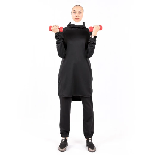 هودي نسائي متوسط الطول للجري ، مقاس متوسط، باللون الأسود من أر بي - أر بي - Image 4