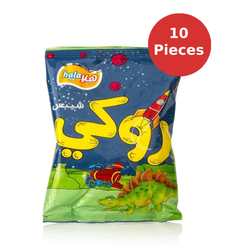 شيبس بنكهة الجبنة 22 جرام, 10 قطع من هلا روكي - شيبس هلا