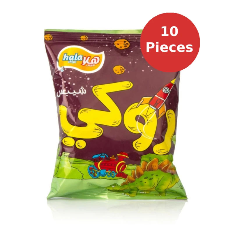 شيبس بنكهة الحار 22 جرام, 10 قطع من هلا روكي - شيبس هلا