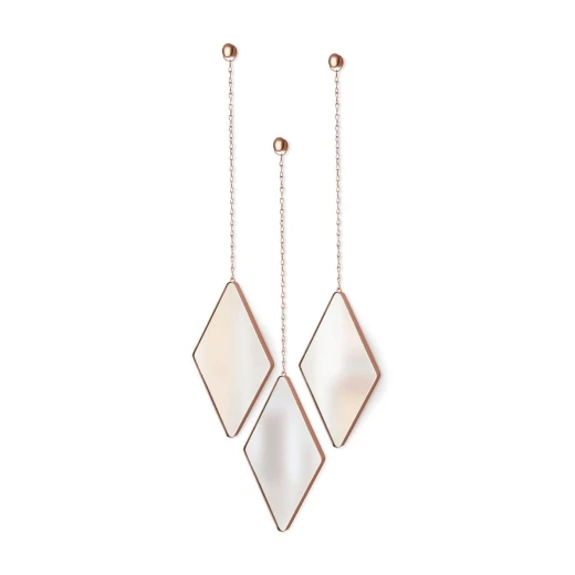 Umbra diamond shape mirror, set of 3 pieces, copper