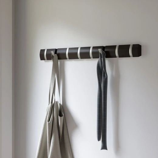 Umbra flip hooks wall rail, espresso color - Umbra - Image 2