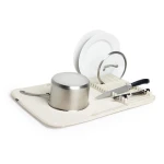 Umbra dish drying matt with versatile dish rack, light beige color - Umbra