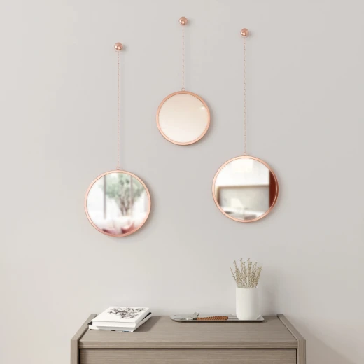 Umbra Round Shape Mirror, Set Of 3 Pieces, Copper Color - Umbra - Image 2