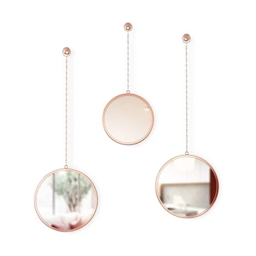 Umbra Round Shape Mirror, Set Of 3 Pieces, Copper Color