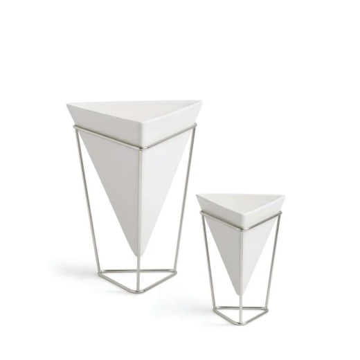 Umbra Tabletop Vessels, Set of 2 White And Silver Umbra Tabletop Vessels, Set of 2 White And Silver