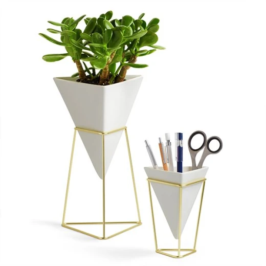 Umbra Tabletop Vessels, Set of 2 White And Gold Umbra Tabletop Vessels, Set of 2 White And Gold