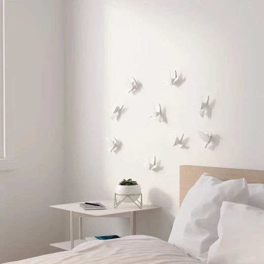 ديكور حائط بتصميم الطيور الطنانة , 9 قطع, لون أبيض من أومبرا - أومبرا - Image 2