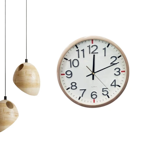 ساعة حائط دائرية, باللون البيج, 33 سم ساعة حائط دائرية, باللون البيج, 33 سم