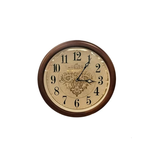 ساعة حائط دائرية, باللون البني , 43 سم ساعة حائط دائرية, باللون البني , 43 سم