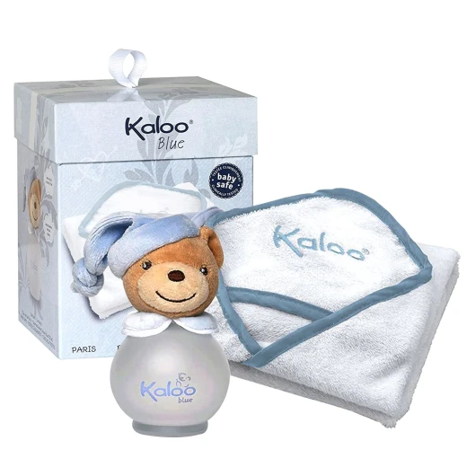 Kaloo Hooded Bath Towel Set and Scented Water, Blue Color, 100 Ml Kaloo Hooded Bath Towel Set and Scented Water, Blue Color, 100 Ml