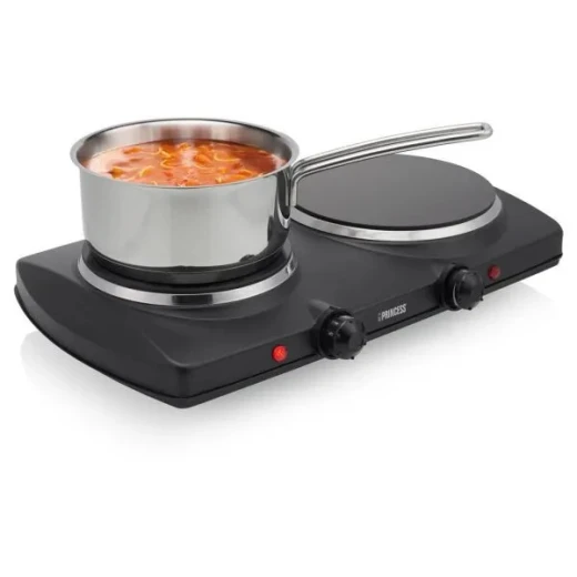Princess Double Ceramic Hot Plate: Experience the convenience of a dual-burner electric cooktop, perfect for any kitchen. This portable and efficient appliance offers versatile cooking options, ideal for apartments, dorms, and limited spaces. Enjoy effortless meals with this easy-to-use and compact design. - Princess - Image 2
