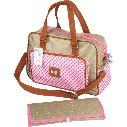 Lief Diaper Bag + Changing Mat, Pink Color Lief Diaper Bag + Changing Mat, Pink Color