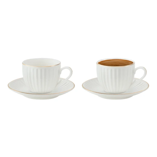 Madame Coco Blanc Coffee Cups, Set of 2 Pieces Madame Coco Blanc Coffee Cups, Set of 2 Pieces