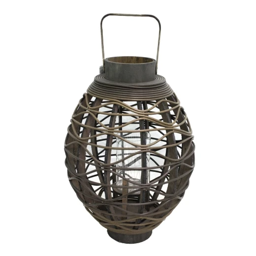 فانوس زجاجي وخشبي, باللون الأسود, 43 × 23 سم
